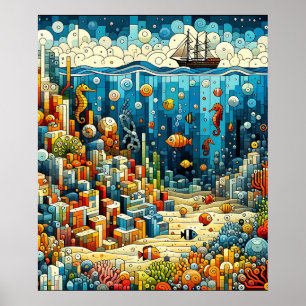 Lebhafter Meeresgrund Poster