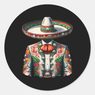 Lebhafter mexikanischer Charro-Anzug Traditionelle Runder Aufkleber