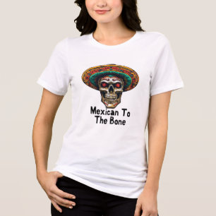 Lebhafter mexikanischer Zuckerschädel mit Sombrero Tri-Blend Shirt