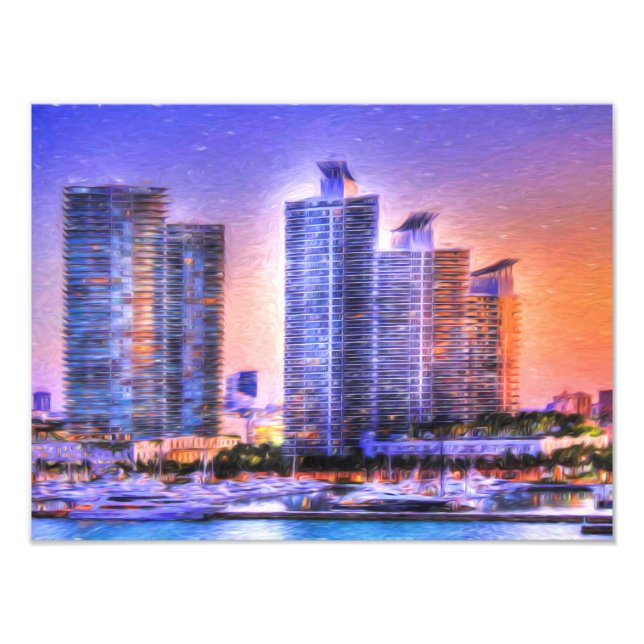 Lebhafter Miami Skyline Sunrise Fotodruck (Vorne)