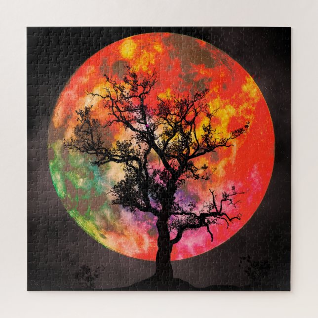 Lebhafter Mond und Baum Puzzle (Vertikal)