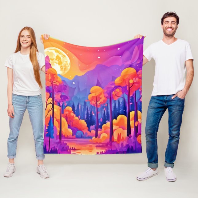 Lebhafter Moonlit-Wald Fleecedecke (Beispiel)
