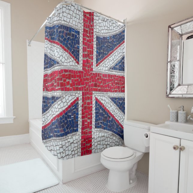 Lebhafter Mosaik Union Jack Duschvorhang (Beispiel)
