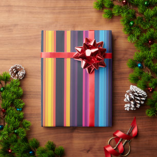 Lebhafter Multicolor Streifen Modernes Abstraktes  Geschenkpapier