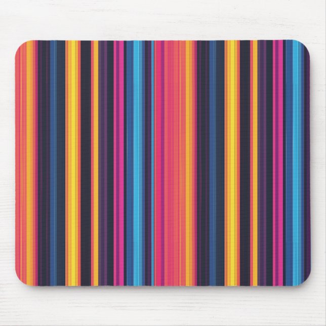 Lebhafter Multicolor Streifen Modernes Abstraktes  Mousepad (Vorne)