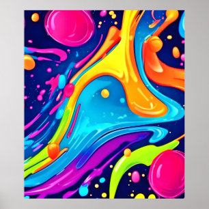 Lebhafter Neon Abstrakt Art Splash Poster