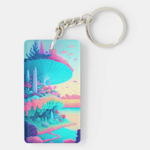 Lebhafter Neon Coral Garden Acrylic Schlüsselanhän Schlüsselanhänger