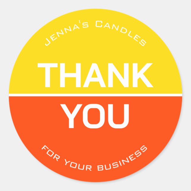 Lebhafter Neon Orange Yellow Firmenname Vielen Dan Runder Aufkleber (Vorderseite)