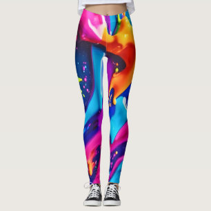 Lebhafter Neon Paint Spritzer Abstrakt Leggings