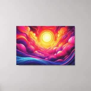 Lebhafter Neon Sunset Leinwanddruck