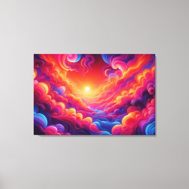 Lebhafter Neon Sunset Leinwanddruck (Vorderseite)