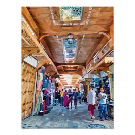 Lebhafter nordafrikanischer Basar mit Shoppern Fotodruck