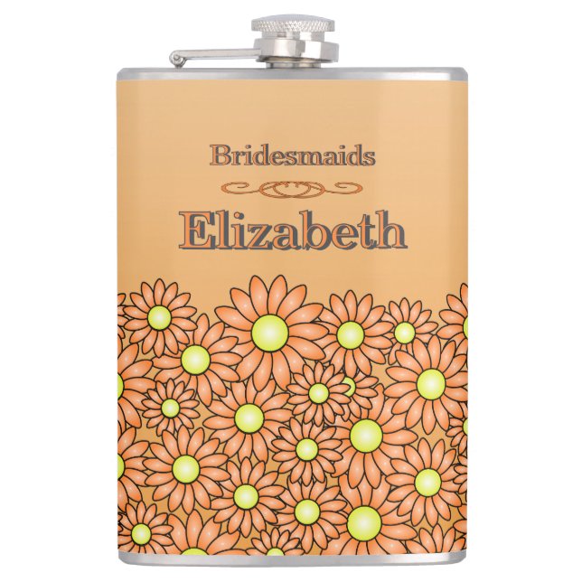 Lebhafter Orange Bridesmaid Flask Flachmann (Vorderseite)