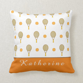 Lebhafter Orange Tennis Fun Personalisiert Player  Kissen