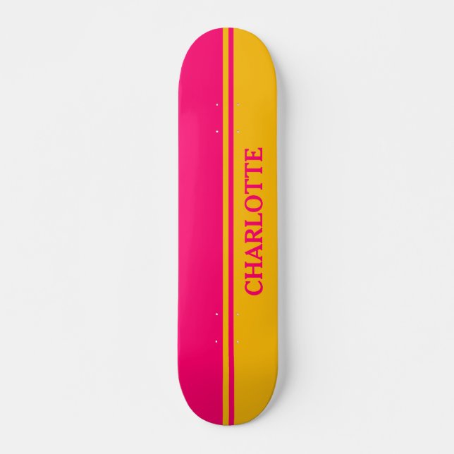 Lebhafter Orange und Hot Pink Skateboard (Vorne)