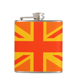 Lebhafter Orange Union Jack British Flag Swag Flachmann