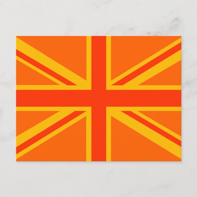 Lebhafter Orange Union Jack British Flag Swag Postkarte (Vorderseite)