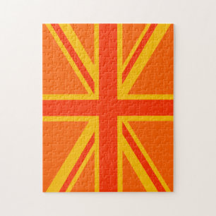 Lebhafter Orange Union Jack British Flag Swag Puzzle