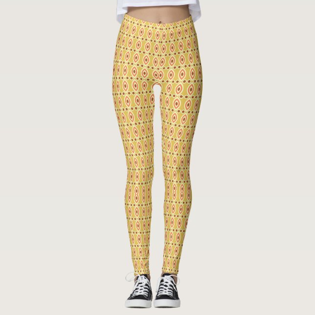 Lebhafter orangefarbener und gelber Circle-Hinterg Leggings (Vorderseite)