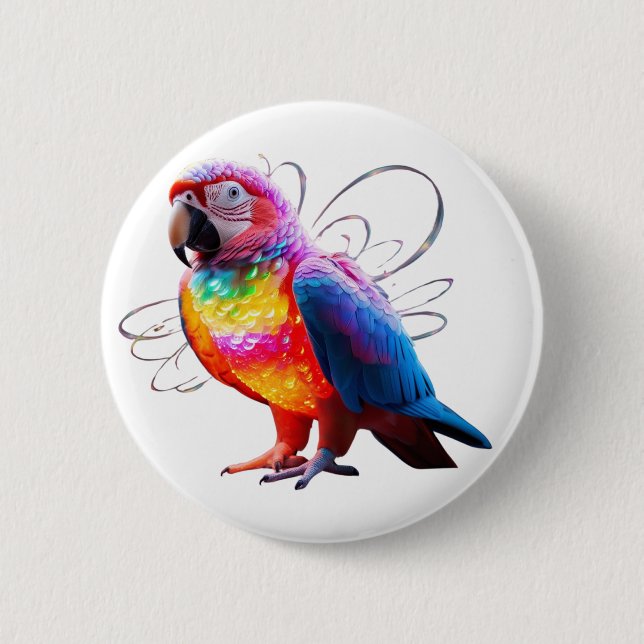 Lebhafter Papagei Button (Vorderseite)