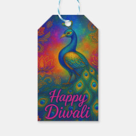 Lebhafter Pfau, Lotus & Elefant Happy Diwali Geschenkanhänger