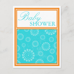 Lebhafter Pop Aqua Orange Babydusche Einladungen