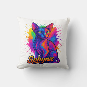 Lebhafter Pop Art Sphynx Cat - Farbenfroh Modern Kissen