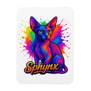 Lebhafter Pop Art Sphynx Cat - Farbenfroh Modern Magnet
