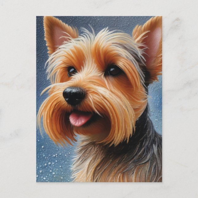 Lebhafter Pop Pointillism Yorkshire Terrier Art Postkarte (Vorderseite)
