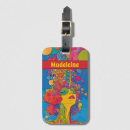 Lebhafter psychedelischer Pop Art Groovy Retro Des Gepäckanhänger