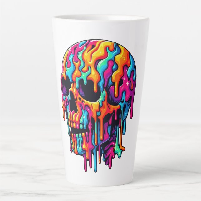 Lebhafter psychedelischer Schädel Milchtasse (Vorderseite)