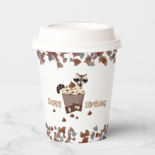 Lebhafter Raccoon Chocolate Chip Geburtstag Pappbecher