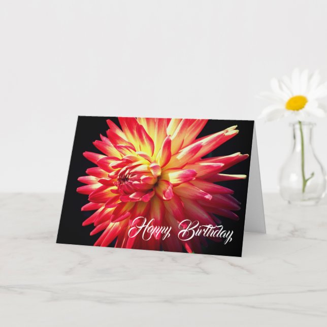 Lebhafter Red Dahlia Blume Geburtstag Karte (Kleine Pflanze)