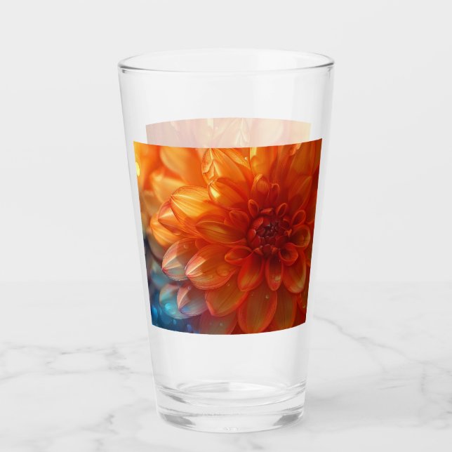 Lebhafter Red Dahlia Blume Glass Tumbler (Vorderseite)