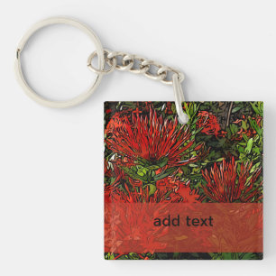 Lebhafter Red Orange Firebush Schlüsselanhänger