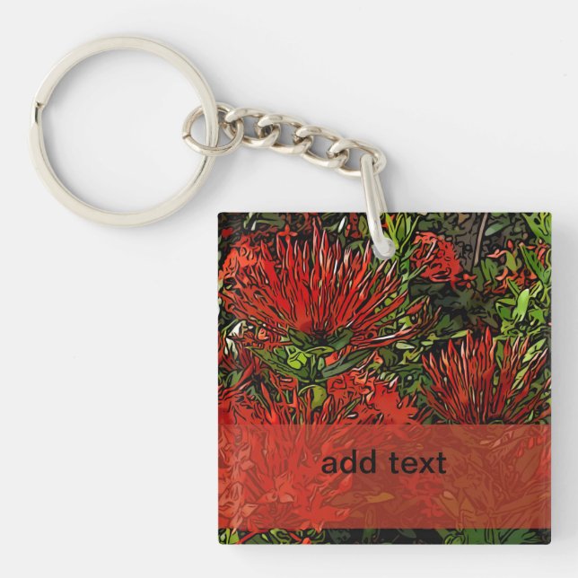 Lebhafter Red Orange Firebush Schlüsselanhänger (Vorderseite)