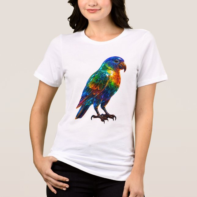 Lebhafter Regenbogen Papagei Art - Farbenfrohe Gla Tri-Blend Shirt (Vorderseite)