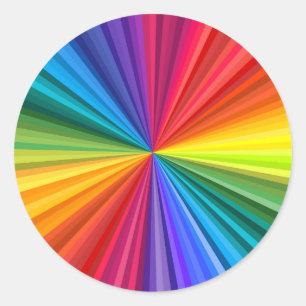 Lebhafter Regenbogenfarbener wirbelnder Wind, der  Runder Aufkleber