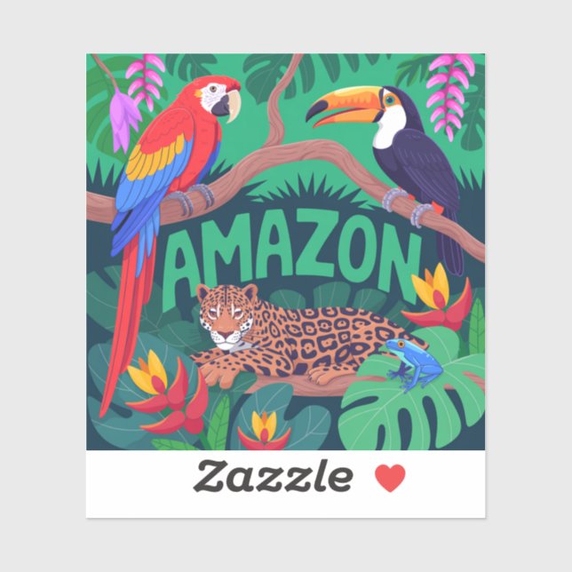 Lebhafter Regenwald des Amazonas zurück zu Schulau Aufkleber (Blatt)