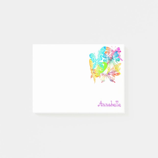 Lebhafter Reich des Regenbogens Morpho Butterflies Post-it Klebezettel (Vorderseite)