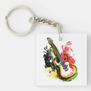 Lebhafter Retro Groove: Electric Guitar Splash Schlüsselanhänger