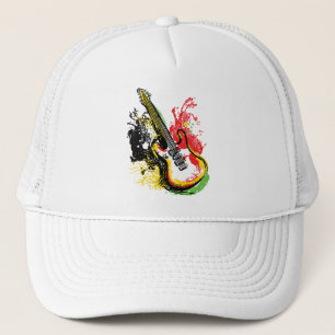 Lebhafter Retro Groove: Electric Guitar Splash Truckerkappe
