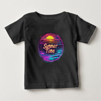 Lebhafter Retro "Summer Time" Sonnenuntergang T -  Baby T-shirt