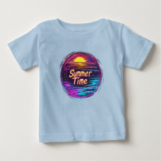 Lebhafter Retro "Summer Time" Sonnenuntergang T -  Baby T-shirt