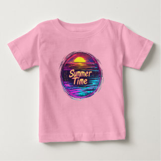Lebhafter Retro "Summer Time" Sonnenuntergang T -  Baby T-shirt