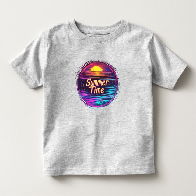 Lebhafter Retro "Summer Time" Sonnenuntergang T -  Kleinkind T-shirt (Vorderseite)