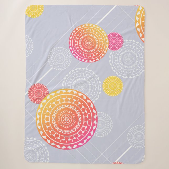 Lebhafter rosa Gelber Random Mandala Sherpadecke (Vorderseite)