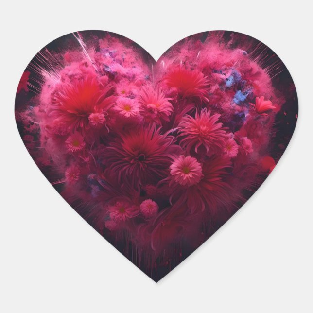 Lebhafter rosa Herzschlag Herz-Aufkleber (Vorderseite)