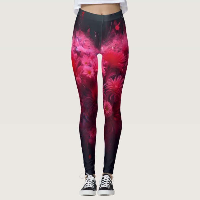Lebhafter rosa Herzschlag Leggings (Vorderseite)