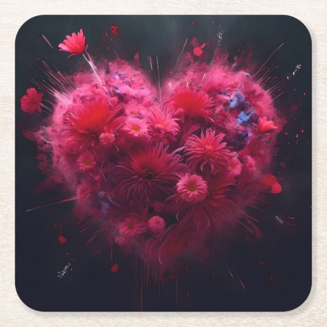 Lebhafter rosa Herzschlag Rechteckiger Pappuntersetzer (Vorderseite)